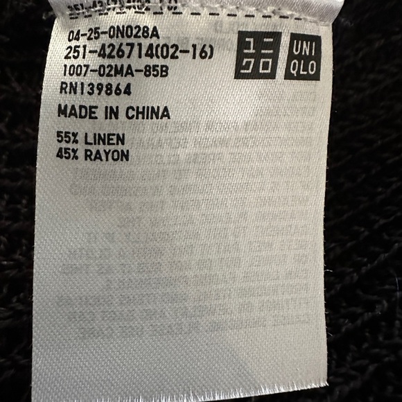 Ines De la Fressange Paris Uni Glo Linen Blend Open Front Black Cardigan S - Picture 7 of 7